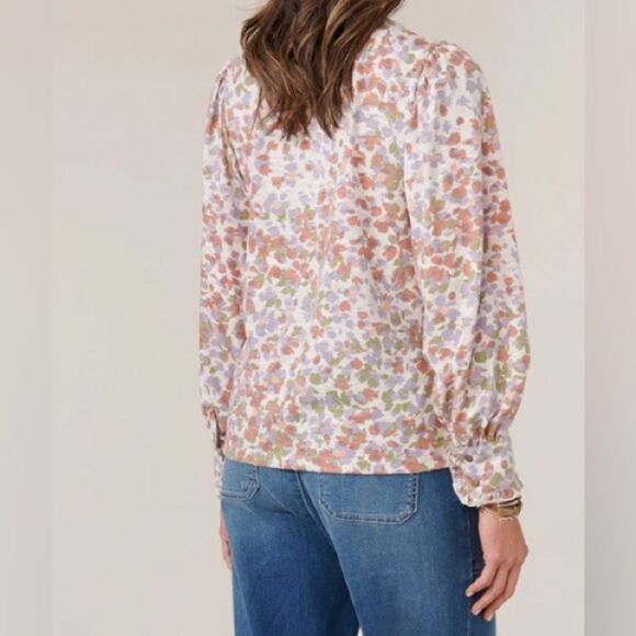 Democracy Long Cuffed Sleeve V-Neck Abstract Wisteria Multi Printed Knit XL - Picture 2 of 8